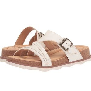 Clarks Brynn Hope‎ Flat Sandal, White Leather Sz 9.5 M